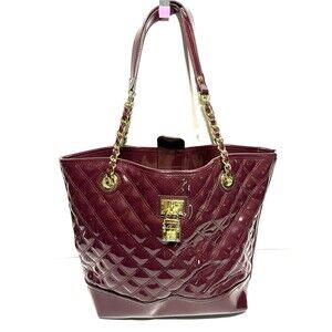 Anne Klein quilted burgandy patent shoulder bag